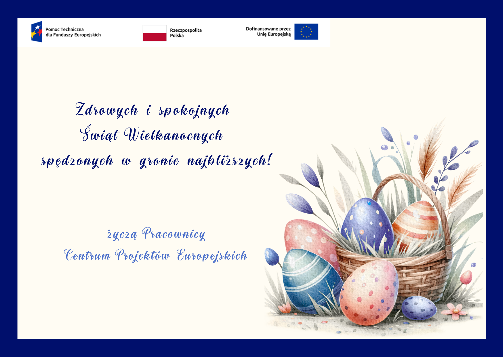 Kartka z życzeniami z okazji Świąt Wielkanocnych.1